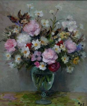 Flowers In A Glass Pot Artwork by Marcel Dyf