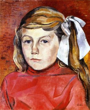 Little Girl In A Red Dress Artwork by Auguste Herbin