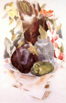 Eggplant And Green Pepper Artwork by Charles Demuth