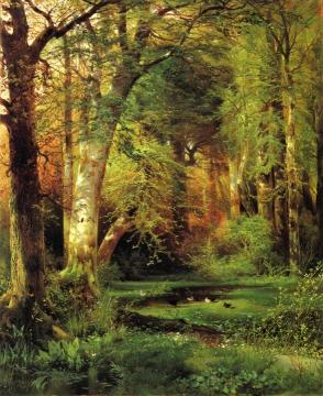 Forest Scene Artwork by Thomas Moran