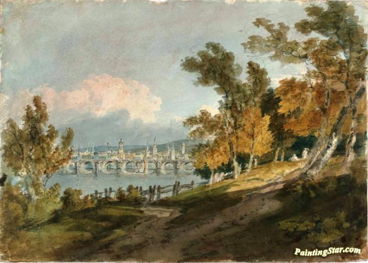 Picturesque Composition with a Distant View of Tours from the North East Artwork by Joseph Mallord William Turner