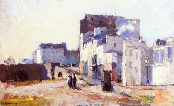 Houses at the Entrance to the Bridge at Neuilly Artwork by Albert Lebourg