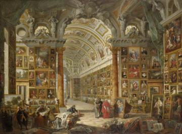 Interior Of A Picture Gallery With The Collection Of Cardinal Gonzaga Artwork by Giovanni Paolo Pannini