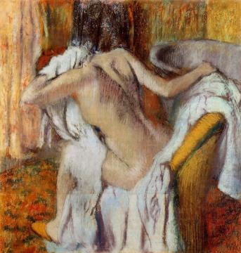 After the Bath, Woman Drying Herself Artwork by Edgar Degas