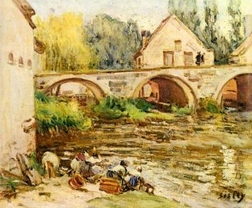 The Washerwomen of Moret Artwork by Alfred Sisley