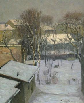 View from the Berlin studio window in winter Artwork by Franz Skarbina