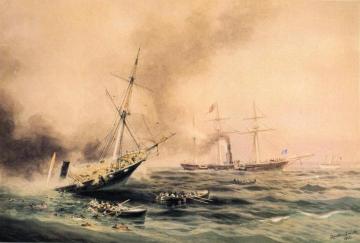 Battle Of  Kearsarge Alabama(1892) Artwork by Xanthus Russell Smith