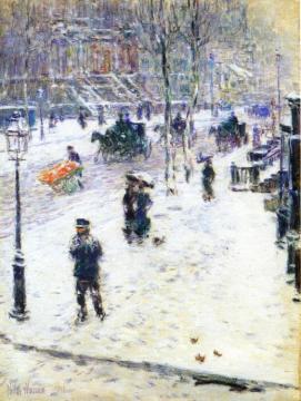 Fifth Avenue in Winter Artwork by Frederick Childe Hassam