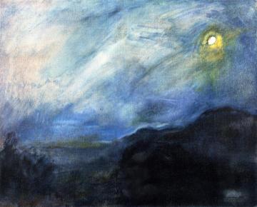 Moonlit NIght at Neukastel - View of the Madenburg by Moonlight Artwork by Max Slevogt