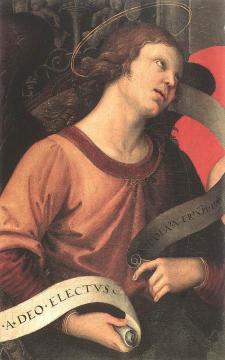 Angel (fragment of the Baronci Altarpiece) Artwork by Raphael