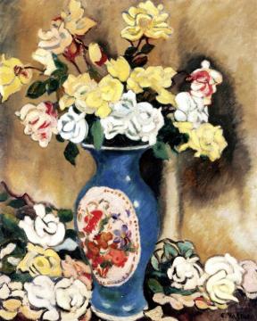 White Roses In A Sévres Vase Artwork by Louis Valtat