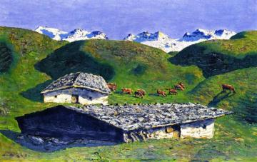 Alpine Pastures And Glaciers Artwork by Alfons Walde