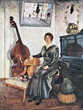 Lady with a contrabass Artwork by Ilya Mashkov