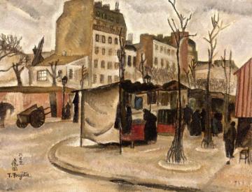 Market in Paris Artwork by Tsuguharu Foujita