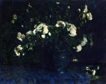 Chrysanthemums In A Vase Artwork by Lesser Ury