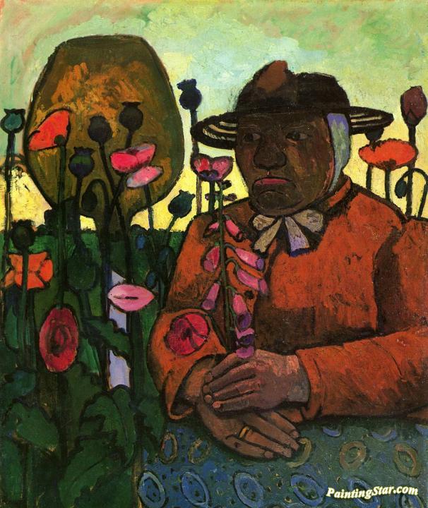 Old Peasant Woman in the Garden Artwork by Paula Modersohn-Becker
