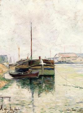 Barges, Asnieres Artwork by Paul Signac