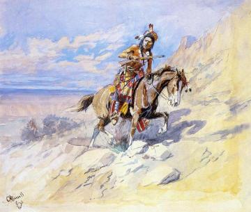 Indian on Horseback Artwork by Charles Marion Russell
