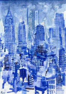 Blue Sky Artwork by George Grosz