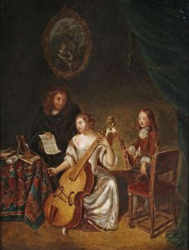 The Music Lesson Artwork by Caspar Netscher