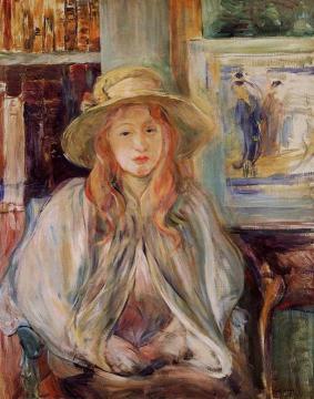 Girl in a Straw Hat Artwork by Berthe Morisot