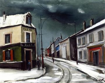 Village Street In The Snow Artwork by Maurice De Vlaminck