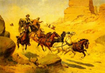 Attack on the Stagecoach Artwork by Herman W. Hansen