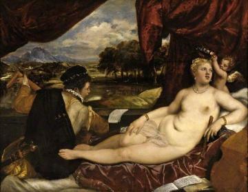Venus And A Lute Player Artwork by Titian