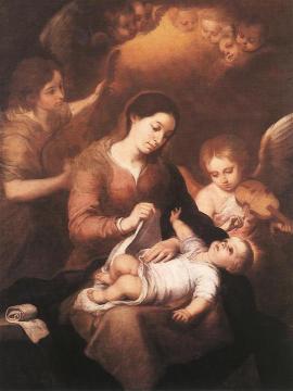 Mary and Child with Angels Playing Music Artwork by Bartolomé Esteban Murillo