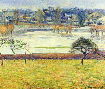 Flood, White Effect, Eragny Artwork by Camille Pissarro