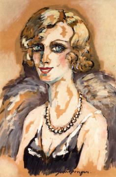 Portrait Of A Woman With A Pearl Necklace Artwork by Kees Van Dongen