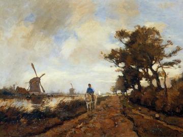 Horseman On A Tow Path Artwork by Johan Hendrik Weissenbruch