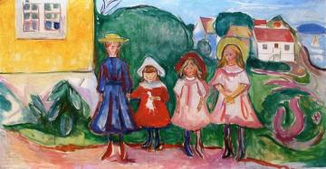 Four Girls in Asgardstrand (The Freia Frieze IX) Artwork by Edvard Munch