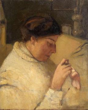 Mujer Cosiendo Artwork by Salvador Tuset Tuset