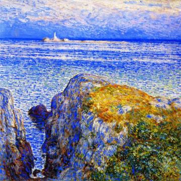 White Island Light, Isles of Shoals, at Sundown Artwork by Frederick Childe Hassam