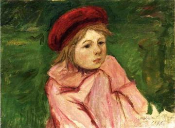 Little Girl in a Red Beret Artwork by Mary Cassatt