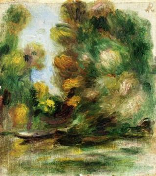 Banks of the River, a Boat Artwork by Pierre Auguste Renoir