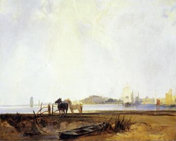 Landscape near Quilleboeuf Artwork by Richard Parkes Bonington
