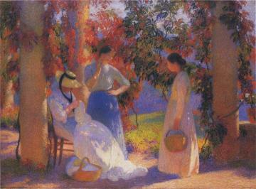 Women sewing at the Pergoal in Marquayrol Artwork by Henri Martin