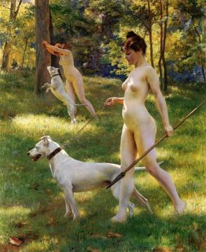 Nymphs Hunting Artwork by Julius LeBlanc Stewart