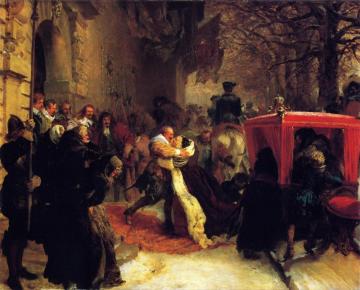 Gustav Adolph Greets His Wife Outside Hanau Castle Artwork by Adolph von Menzel