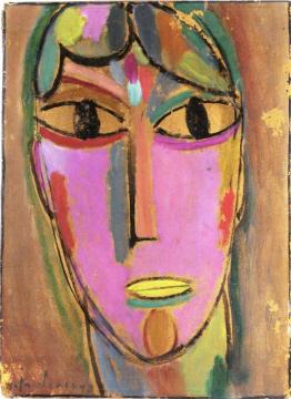 Mystical Head: Yellow Mouth Artwork by Alexej Jawlensky