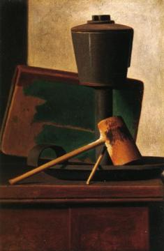 Still Life With Pipe, Oil Lamp And Book Artwork by John Frederick Peto