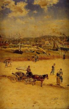 The Beach at Trouville Artwork by Jean-François Raffaëlli