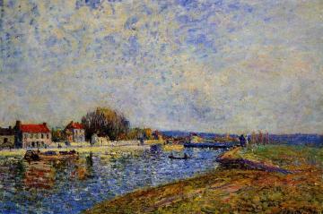 The Dam, Loing Canal at Saint-Mammes Artwork by Alfred Sisley