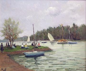 Boats On The River, Brittany Artwork by Marcel Dyf