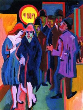 Nocturnal Street Scene Artwork by Ernst Ludwig Kirchner