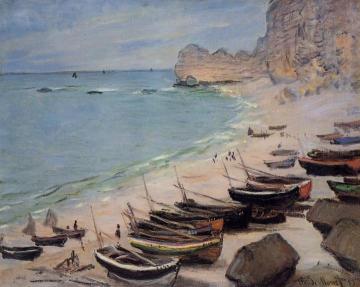 Boats on the Beach at Etretat Artwork by Claude Oscar Monet