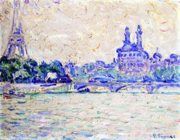 Paris, The Seine with the Trocadéro Building Artwork by Paul Signac