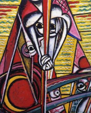 Fauve Acrobats Artwork by H. Lyman Sayen